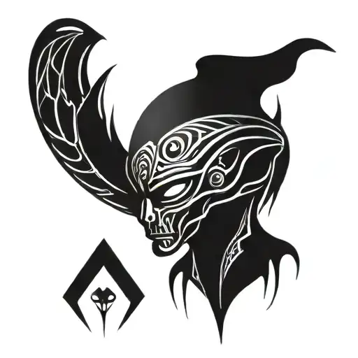 alien, ignorant style illustration tattoo design idea