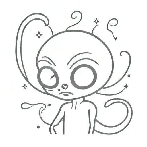 alien cartoon quirky minimalist tattoo tattoo design idea