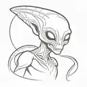 alien cartoon quirky minimalist tattoo tattoo design idea