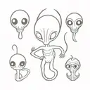 alien cartoon quirky minimalist tattoo tattoo design idea