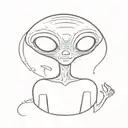 alien cartoon quirky minimalist tattoo tattoo design idea