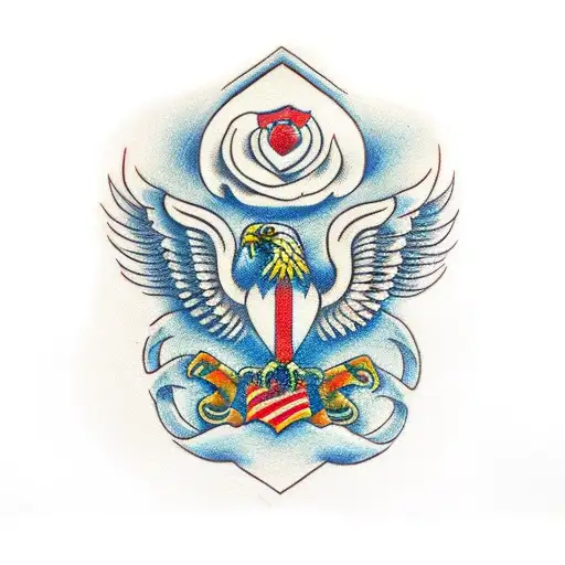 double headed eagle and roots tattoo design idea