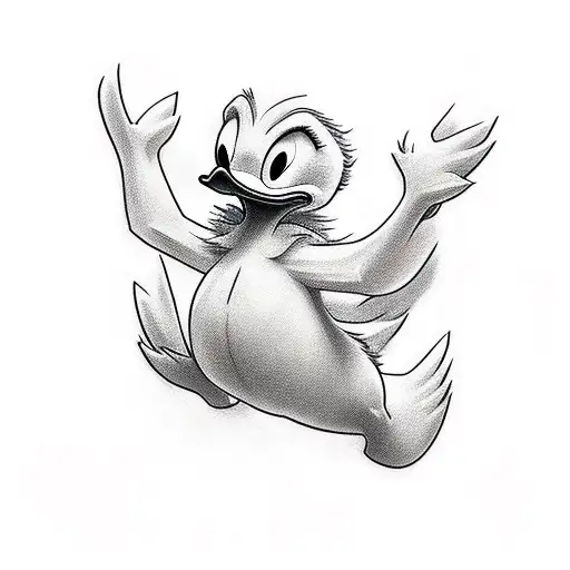 donald duck fighting cubone tattoo design idea