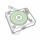 record player with purple and green record  tattoo design idea