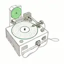 record player with purple and green record  tattoo design idea