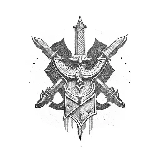 sword and shield for triceps tattoo design idea