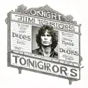 Jim Morrison of The Doors with a marquee sign that says "Tonight The Doors." tattoo design idea