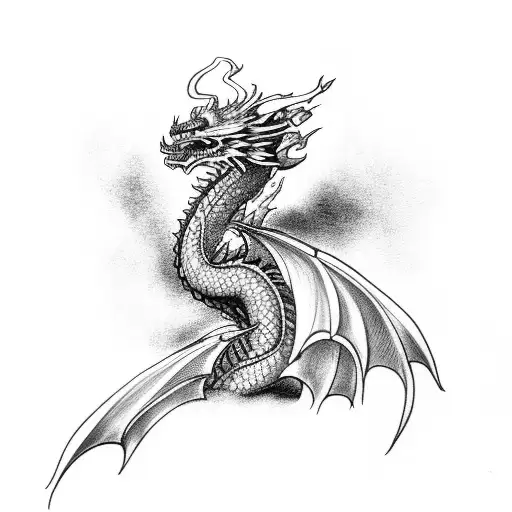 A three-headed dragon breathing fire tattoo design idea