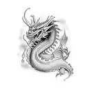 A three-headed dragon breathing fire tattoo design idea