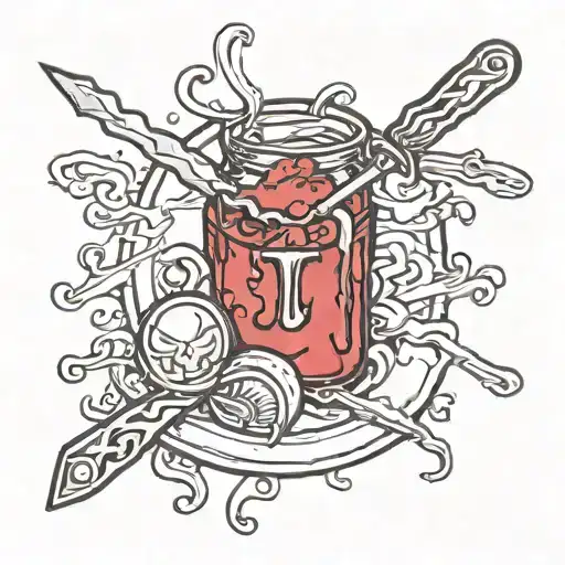 eating kool-aid with a fork crossed like swords tattoo design idea