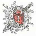 eating kool-aid with a fork crossed like swords tattoo design idea