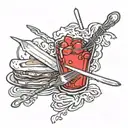 eating kool-aid with a fork crossed like swords tattoo design idea