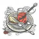 eating kool-aid with a fork crossed like swords tattoo design idea