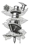 boat prop, piston, spark plug tattoo design idea