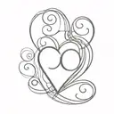 Q turned into a heart tattoo design idea