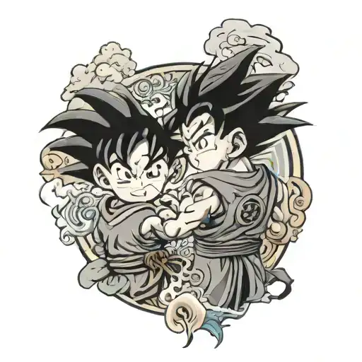 Goku gohan kid son backside father cool tattoo design featuring  tattoo design idea