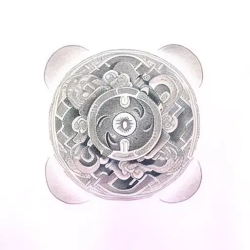 labyrinth yin yang tattoo design idea