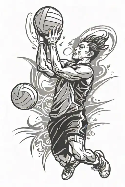 volleyball player spiking the ball tattoo design idea
