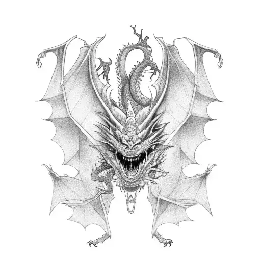 Dragon wrapped around tree tattoo design idea