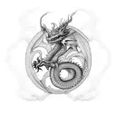 Dragon wrapped around tree tattoo design idea