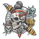 voodoo barber pole tattoo design idea