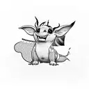 A tattoo of Lilo and Stitch exploring the beautiful landscapes of Greece tattoo design idea