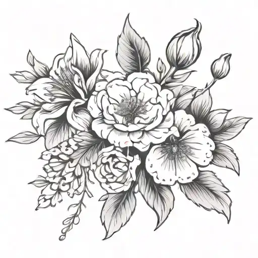 December July and January birth flowers tattoo design idea