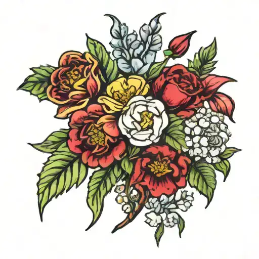 January December and July birth flowers tattoo design idea