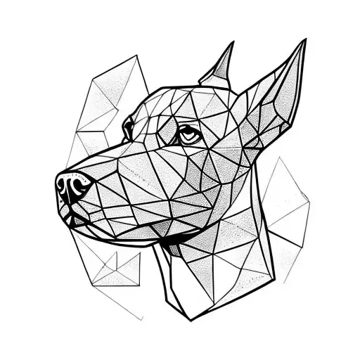 dober man Dog in ancient times looking straight  tattoo design idea