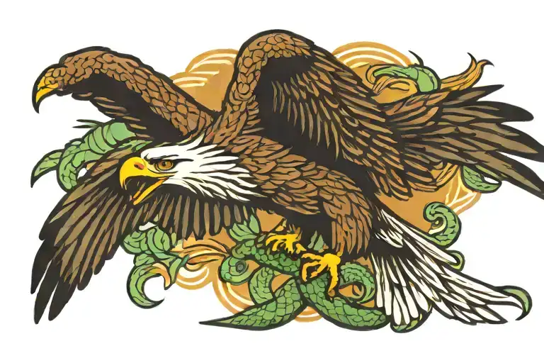 eagle fighting a snake tattoo design idea