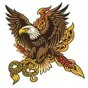 eagle fighting snake intertwined tattoo design idea