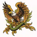 eagle fighting snake intertwined tattoo design idea