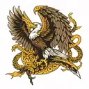 eagle fighting snake intertwined tattoo design idea