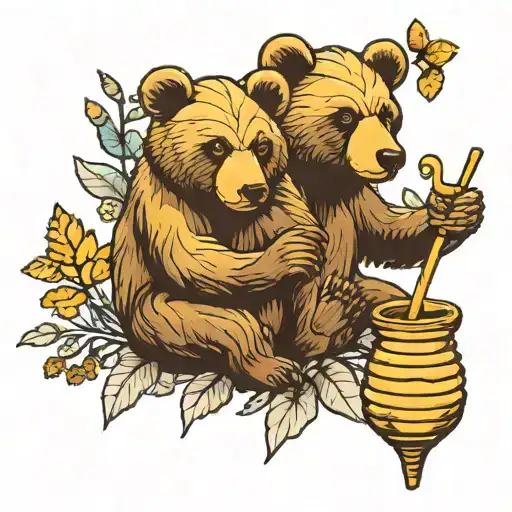 Altai region bears honey cones tattoo design idea