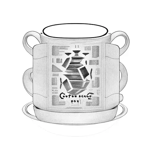 A coffee cup with a hidden software code design tattoo design idea