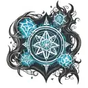 Magic, Gothic, Runes, Sigils, Flame, Ice, Dark Colorations, Blue, Black, Dark Magic. tattoo design idea