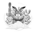 Jack rabbit cactus tattoo design idea
