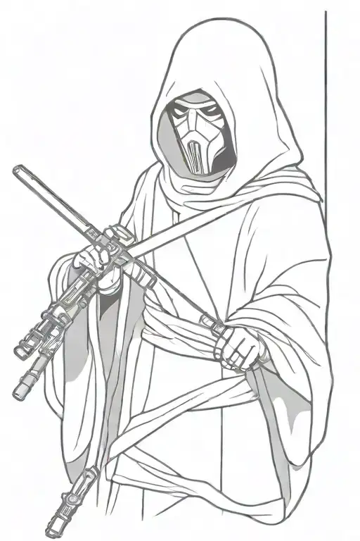 ghost holding a lightsaber  tattoo design idea