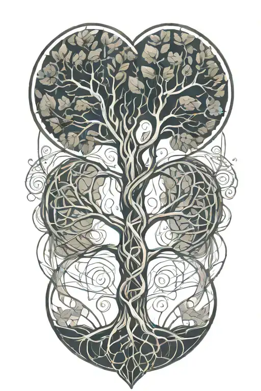 tree of life with heart and dna double helix tattoo design idea