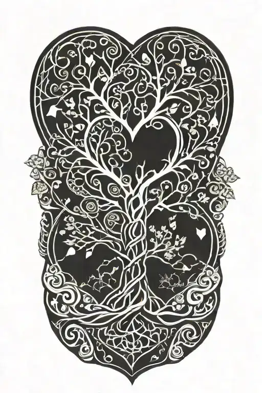 tree of life with heart and dna double helix tattoo design idea