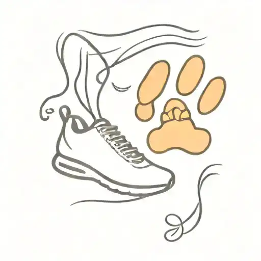 A minimalist tattoo of a running shoe with a paw print on the sole, symbolizing the client's love for running and their pet dog tattoo design idea