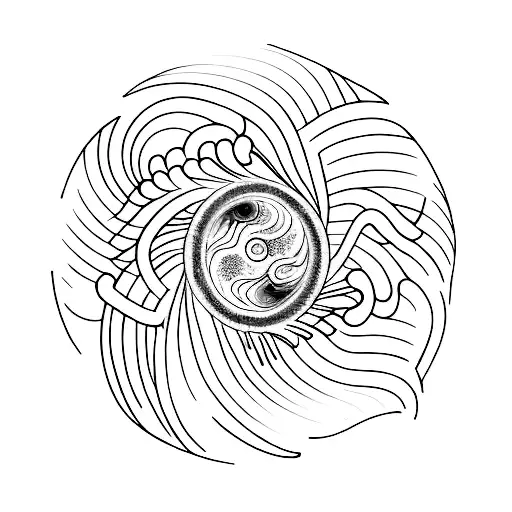 A galaxy swirling within the iris of an eye tattoo design idea