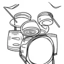 A drum set surrounded by colorful sound waves tattoo design idea