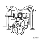 A drum set surrounded by colorful sound waves tattoo design idea