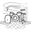 A drum set surrounded by colorful sound waves tattoo design idea