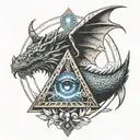 triangle Illuminati eye aspect dragon and Roman   tattoo design idea