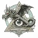 triangle Illuminati eye aspect dragon and Roman   tattoo design idea