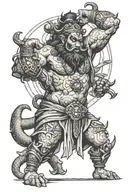 bajranbali with other elements in action on arm that spreads to tricep and little bit till the elbow  tattoo design idea