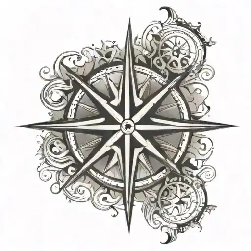 An intricately designed compass rose incorporating elements of both Sicilian and Argentinean culture, representing the client's diverse interests tattoo design idea