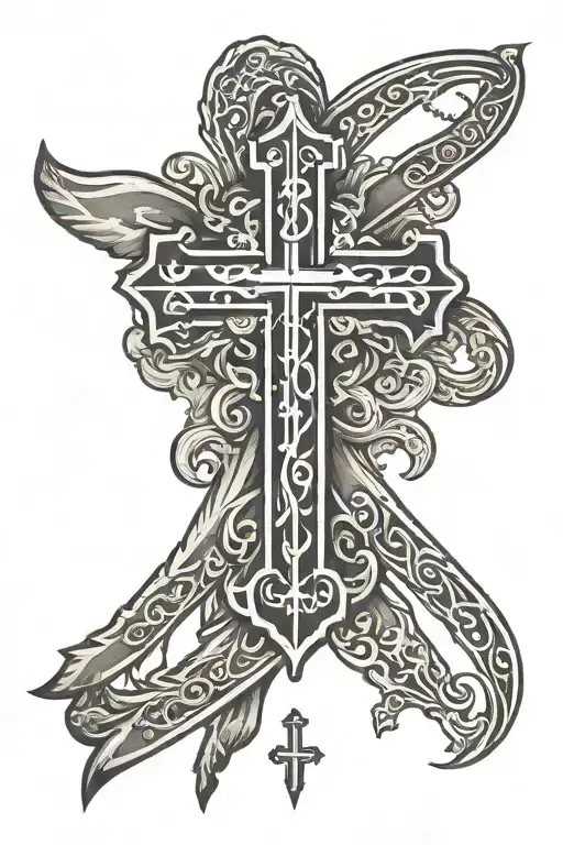 amircan flag with a cross tattoo design idea